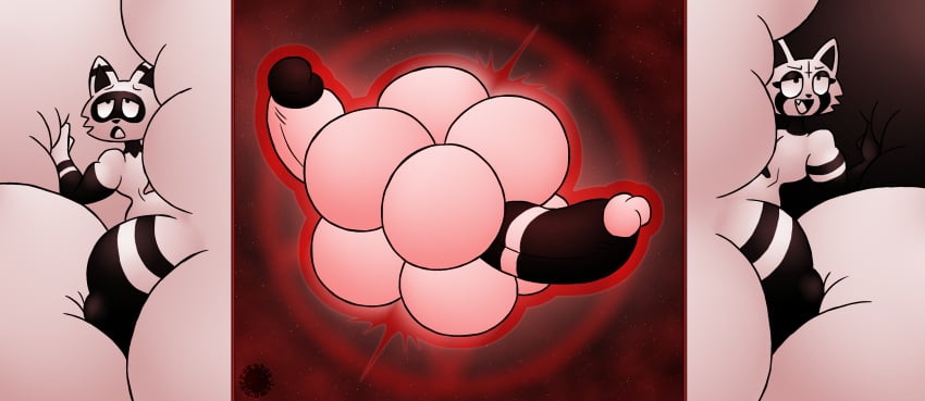 abstract_background absurd_res anthro artist_logo artist_name ass ass_built_separately astronomical_hyper aura balls balls_expansion big_balls big_butt big_penis black_eyelids black_glans bottom_heavy brother_(lore) brothers_(lore) bubble_butt butt_expansion cosmic_background cross curvy_figure duo ear_markings erection expansion eyelashes facial_markings fangs femboy fur genital_expansion genitals glans gloves_(marking) hand_on_penis head_markings hi_res huge_balls huge_butt huge_cock humanoid_genitalia humanoid_penis hyper hyper_balls hyper_butt hyper_genitalia hyper_penis leg_markings logo looking_pleasured male male/male mammal markings mask_(marking) multicolored_body multicolored_fur neck_markings occult_symbol penis penis_expansion pentagram procyonid raccoon red_aura red_background rex_raccoon_(rexon02) sibling_(lore) signature simple_background small_waist socks_(marking) star symbol teeth thatdawgmurray thick_thighs two_tone_body two_tone_fur watermark white_body white_fur white_glans