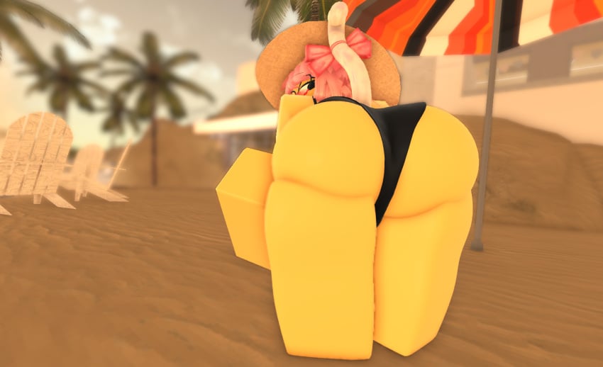 1girls 3d ass ass_focus beach bikini jhavu(oc) outdoors roblox robloxian tagme thighs