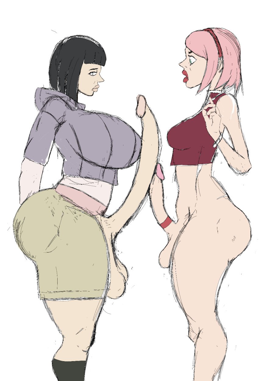 2futas asian futa_only futanari hyuuga_hinata kingpingles naruto_(series) sakura_haruno