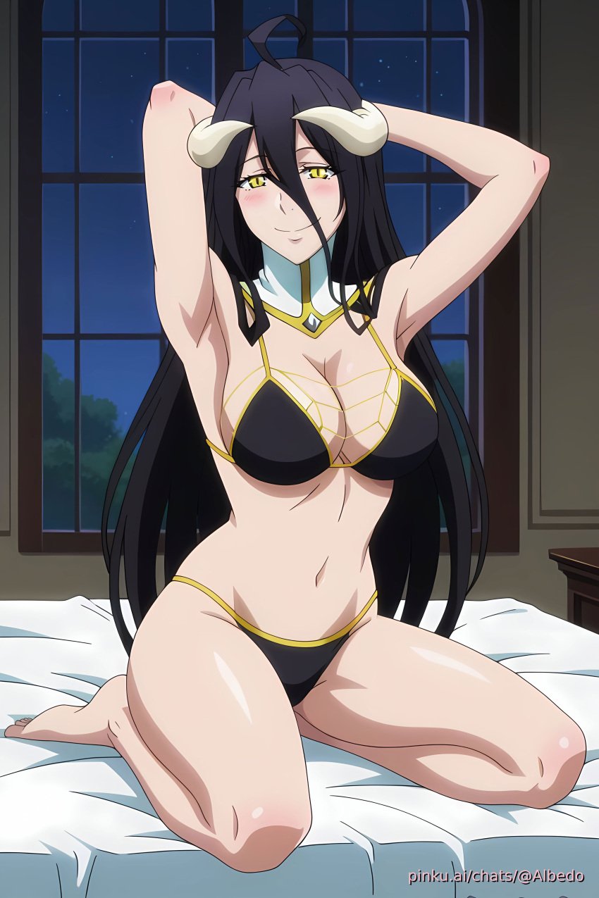 ai_generated albedo_(overlord) bikini breasts female girl lingerie overlord_(maruyama) pinku pinku.ai pinkuai thighs