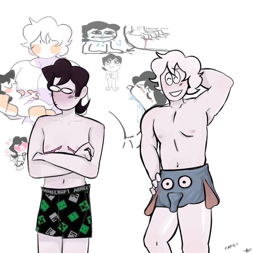 2boys awkward_smile bigger_male buff_male flustered flustered_male gay kevin_(spooky_month) leon_(spooky_month) mastectomy_scar meme memes spooky_month tagme top_surgery_scars ugly_ahh_boxers