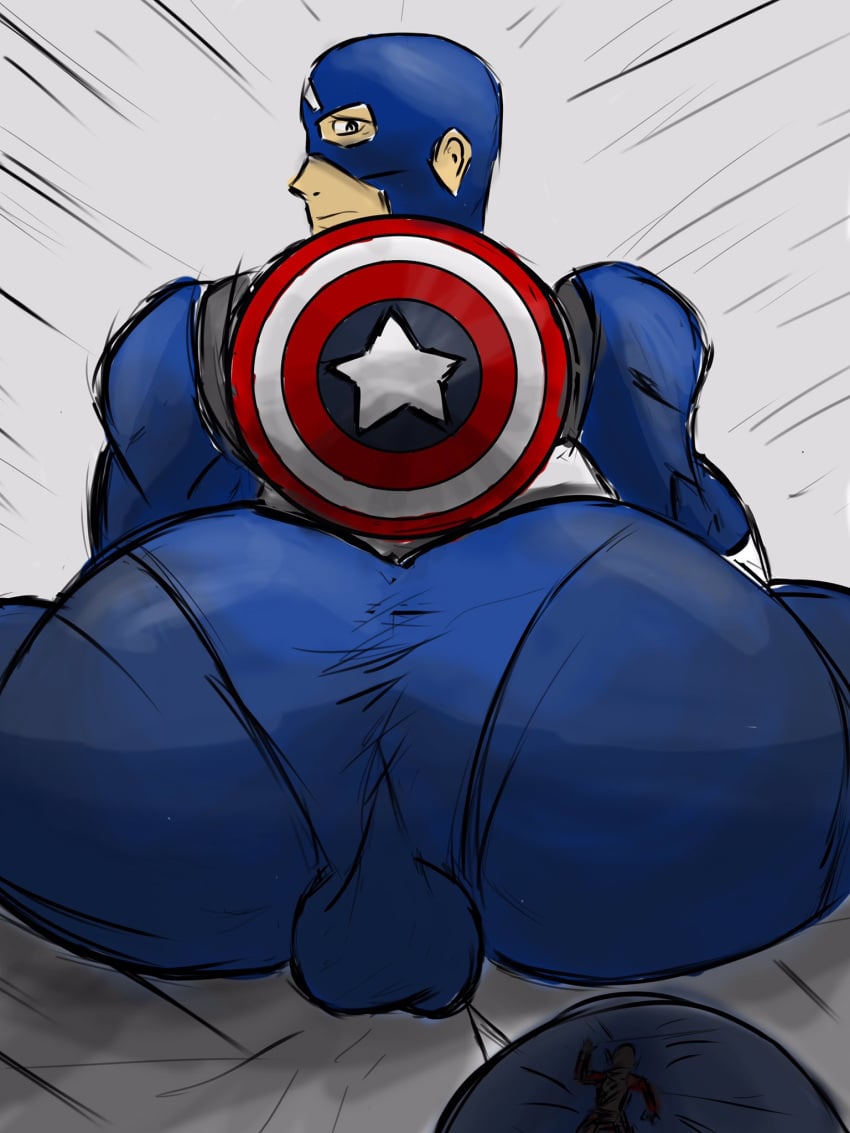 ass balls_outline bara barakando big_ass captain_america gay looking_back macro macrophilia marvel marvel_comics mask masked masked_male muscles shield superhero superhero_costume yaoi