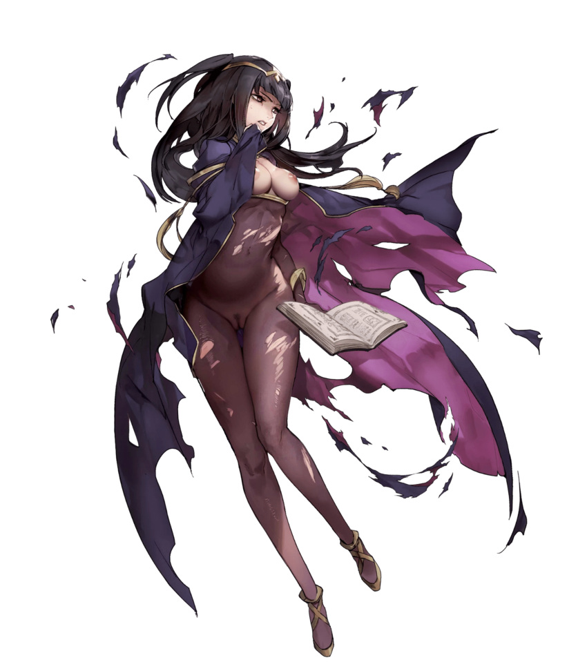 1girls bodystocking breasts_out edit female female_only fire_emblem fire_emblem_awakening fire_emblem_heroes junluo980 nintendo nipples nipples_visible nude_edit nude_filter official_art see-through solo tharja_(fire_emblem) topless transparent_background