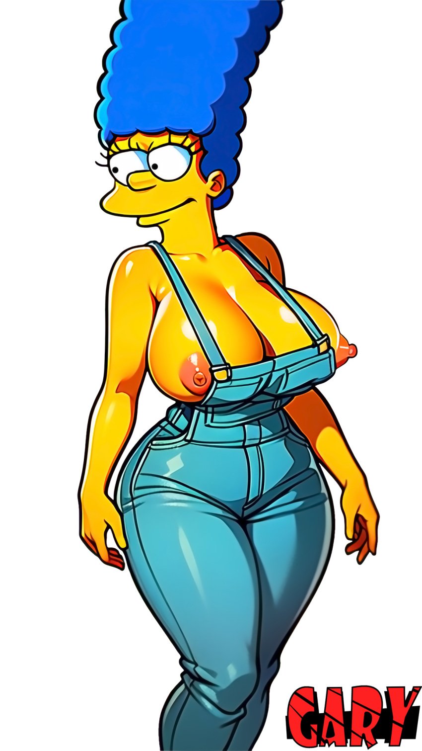 1girls ai_generated alpha_channel big_breasts blue_hair dungarees female for_sticker_use gary_(artist) marge_simpson mechanic milf nip_slip overalls png sticker_template the the_simpsons thick_thighs transparent_background transparent_png yellow_skin