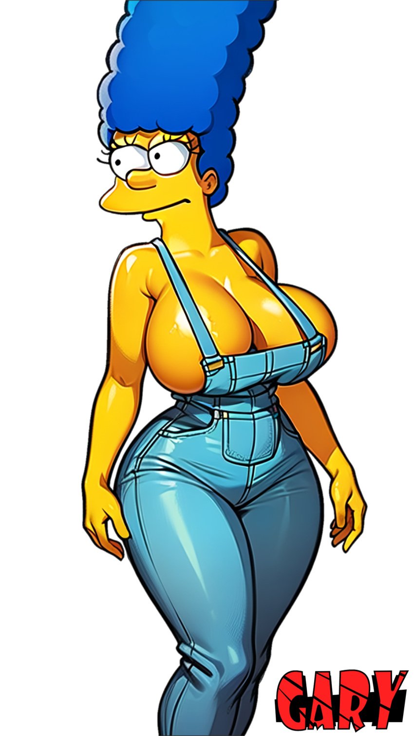 1girls ai_generated alpha_channel big_breasts blue_hair for_sticker_use gary_(artist) marge_simpson milf overalls png sticker_template the the_simpsons thick_thighs transparent_background transparent_png yellow_skin