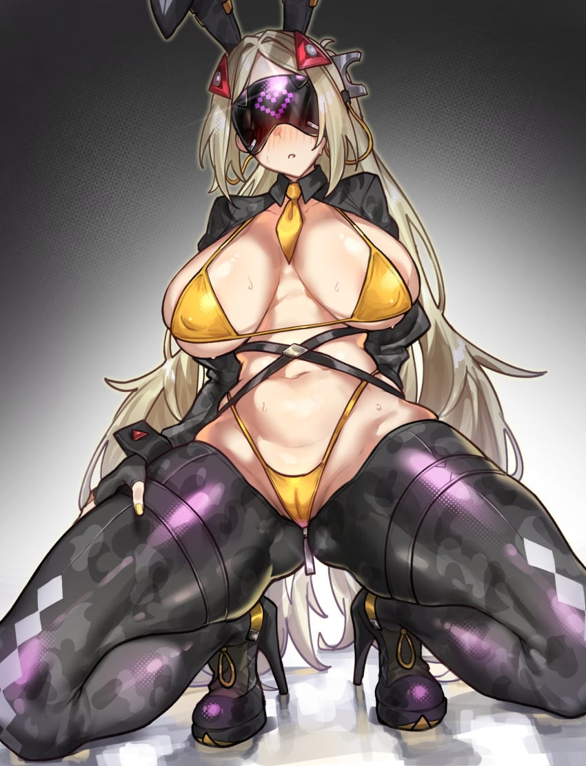 1girls areola ass big_ass big_breasts big_butt big_thighs blonde_hair blush breasts bunny_ears bunnysuit butt clothed eyes_covered female gigantic_ass gigantic_thighs high_heels hoyoverse huge_ass huge_breasts huge_thighs large_ass long_hair mihoyo pussy radishkek reverse_bunnysuit squatting sweat sweatdrop sweating tagme thick_ass thick_thighs thighs tight_clothes tinted_eyewear trigger_(zenless_zone_zero) visor visor_(eyewear) zenless_zone_zero
