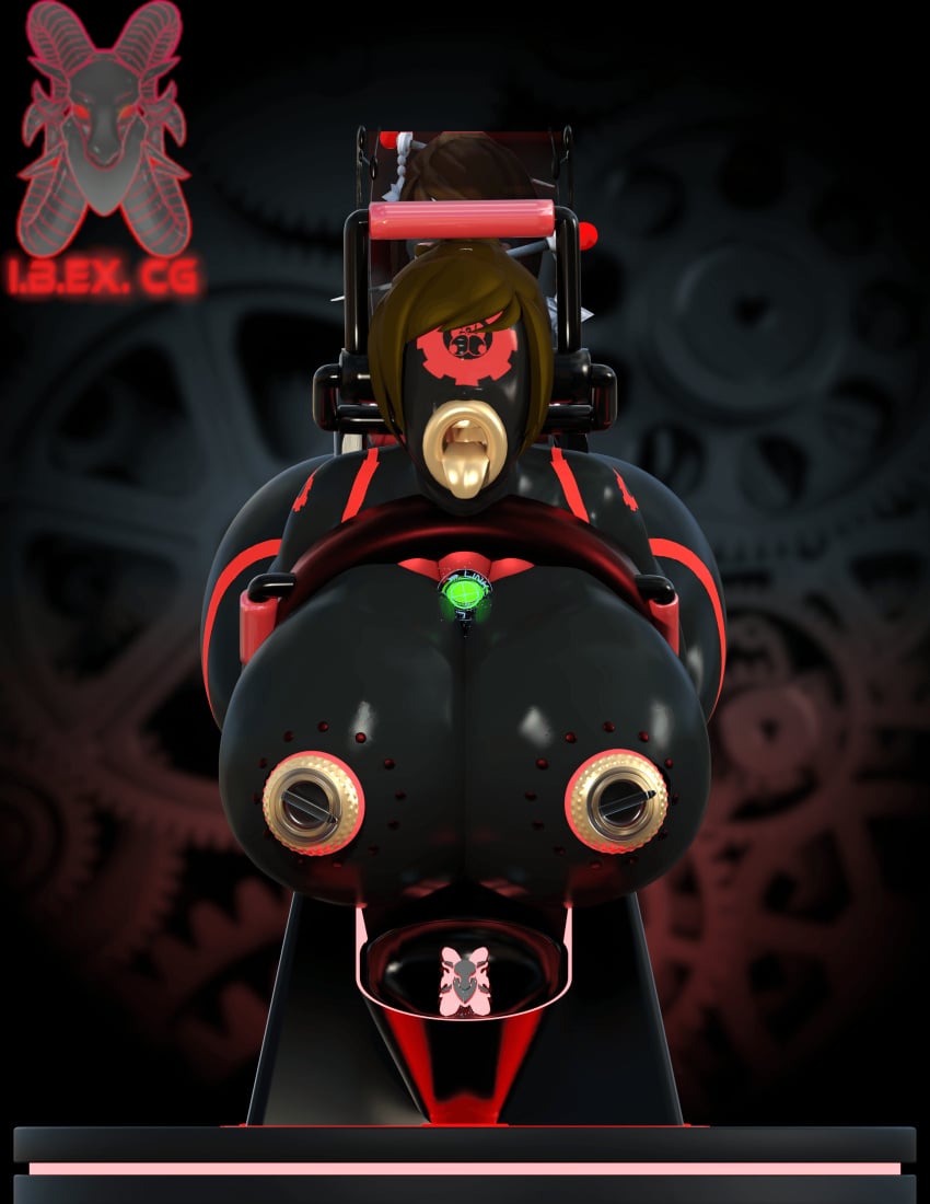 big_ass big_breasts body_modification bodysuit corruption drone dronification high_heels ibex-cg ibex_(company) mei_(overwatch) mind_break mind_control overwatch snatchstation_(ibex) transformation