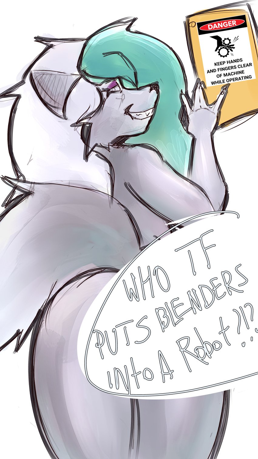 absurd_res android anthro aroused canid canine canis cr4ckh34d danger duo female five_nights_at_freddy's five_nights_at_freddy's:_security_breach hair hi_res humor joke long_hair machine mammal robot robot_anthro roxanne_wolf_(fnaf) scottgames smug_face solo steel_wool_studios wolf