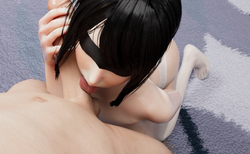 1boy 1girls 3d 3d_(artwork) 3d_model aisha_(serving_doll) asian_female ass balls big_breasts big_penis black_hair blindfold blowjob boobs breasts female first_person_view game_cg handjob huge_breasts licking light-skinned_female light-skinned_male male momoyama_productions on_knees penis pov robot robot_girl serving_doll_series testicles