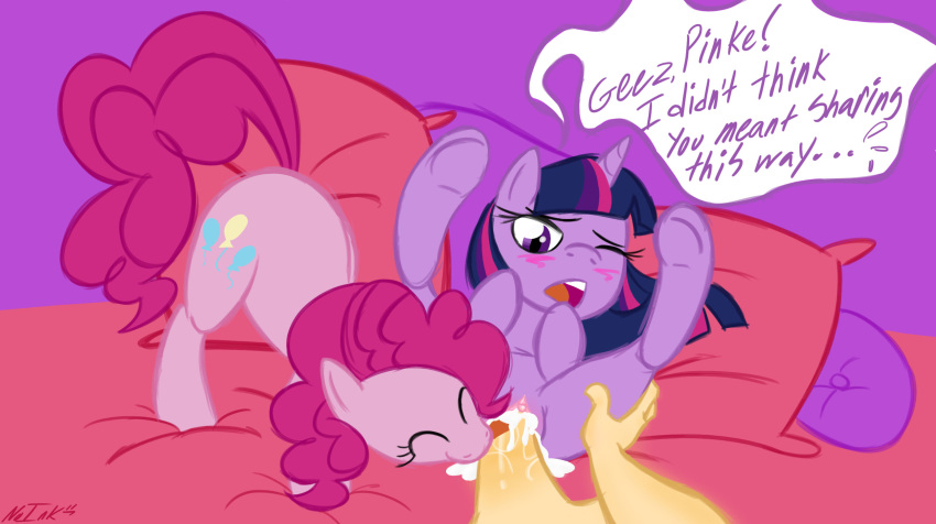 blush cutie_mark equine female friendship_is_magic hair horn horse human my_little_pony no-ink penis pinkie_pie_(mlp) pony smile straight_hair twilight_sparkle_(mlp)