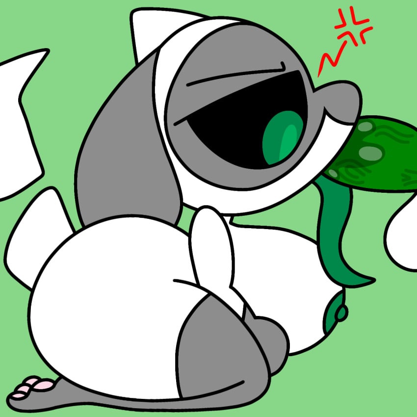 angry anthro bone cross-popping_vein fellatio female generation_4_pokemon genitals green_background green_eyes green_nipples green_penis hi_res kneeling long_tongue lua_(skeletonhearts) nintendo nipples oral penile penis pokemon pokemon_(species) riolu sex short_stack simple_background skeleriolu skeleton skeletonhearts solo tongue