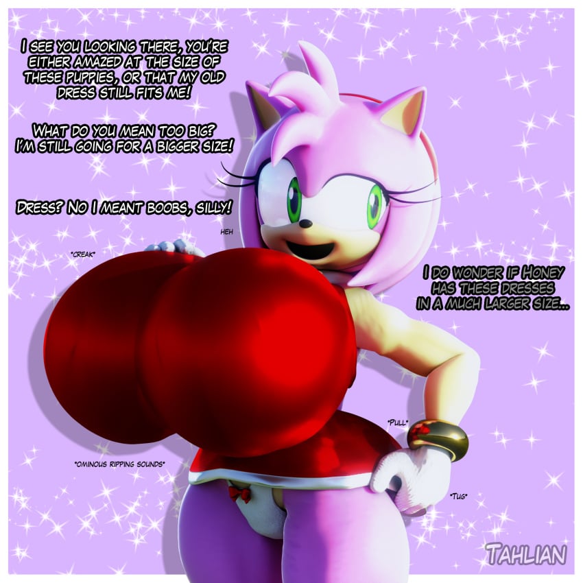 3d_(artwork) adjusting_clothes amy_rose anthro anthro_only big_breasts busty huge_breasts panties sonic_(series) tahlian white_panties