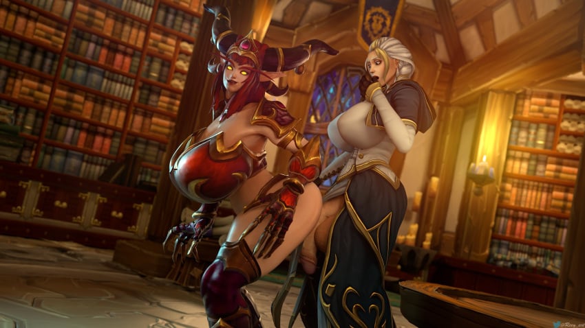 1futa 1girls 3d alexstrasza ass bottomless busty curvy curvy_ass curvy_body curvy_female curvy_figure curvy_futa curvy_hips curvy_thighs female futa_on_female futanari hips human jaina_proudmoore penis_on_ass reey_art thick_thighs thighs upskirt warcraft wide_hips world_of_warcraft wow