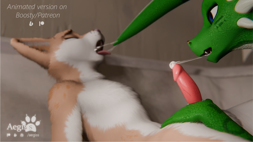 16:9 1boy 1girls 3d_(artwork) aegiss_(artist) animal_genitalia animal_penis anthro anthro_on_anthro balls bodily_fluids brown_body brown_fur cum cum_drool cum_in_mouth cum_inside digital_media_(artwork) dragon dripping drooling duo erection fangs felid feline feline_genitalia feline_penis felis fellatio female fur genital_fluids genitals green_body hi_res knot licking lizard lizzie_(aegiss) male male/female male_penetrated mammal mythological_creature mythological_scalie mythology nude open_mouth oral penile penis penis_grab penis_lick reptile saliva scalie sex smile sucking tail tail_fetish tail_in_mouth tail_play tail_sex tail_suck tailjob teeth tongue tongue_out voltaire_(aegiss) white_body white_fur widescreen