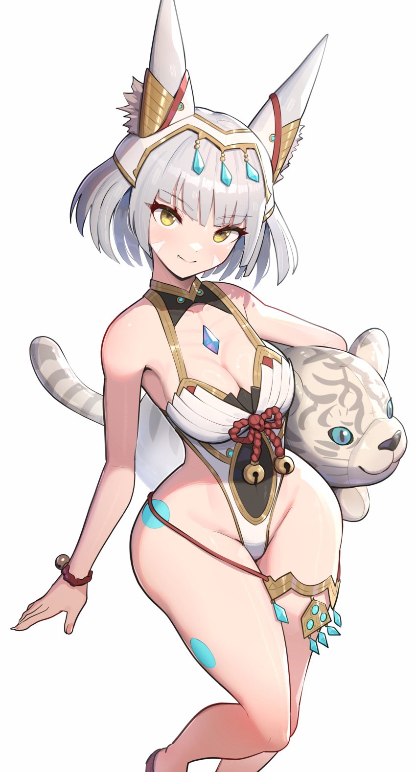 1girls absurd_res alternate_costume ass bare_shoulders bubble_butt butt cat_ears catgirl circlet core_crystal curvy facial_markings fat_ass female female_only gonzarez highres large_ass looking_at_viewer milf monolith_soft nia nia_(xenoblade) nintendo one-piece_swimsuit queen royalty short_hair silver_hair slim_waist thick_ass thick_thighs thighs tiara voluptuous white_swimsuit wide_hips xenoblade_(series) xenoblade_chronicles_3 yellow_eyes