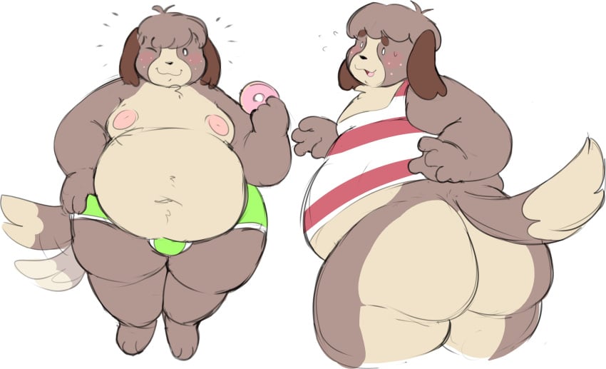 animal_crossing big_ass bubble_butt cafongterua canine digby_(animal_crossing) huge_ass overweight thick_thighs wide_hips