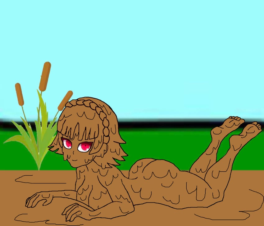 1girls atlus breasts completely_covered_in_mud completely_naked completely_nude covered_in_mud dirty dirty_girl edit female makoto_niijima mud muddy naked nipples nude persona persona_5 redguy7 solo weird