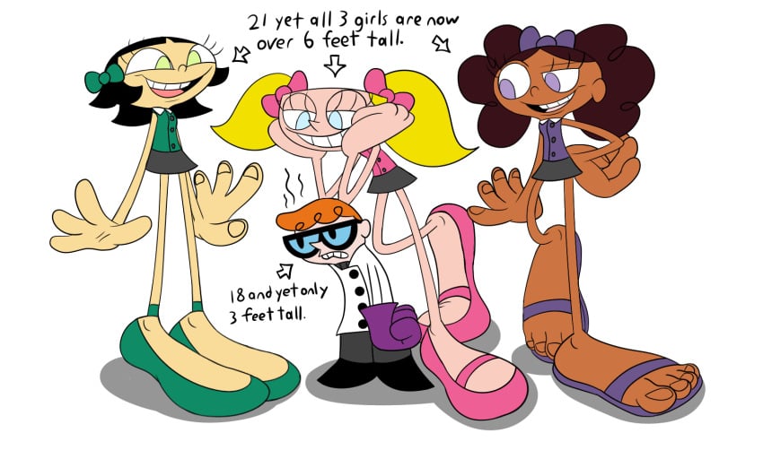 aged_up big_feet cartoon_network dee_dee_(dexter's_laboratory) dexter's_laboratory dexter_(dexter's_laboratory) feet flip_flops lanky lee_lee mee_mee mepwep slippers smug smug_face tall taller_girl toes toony