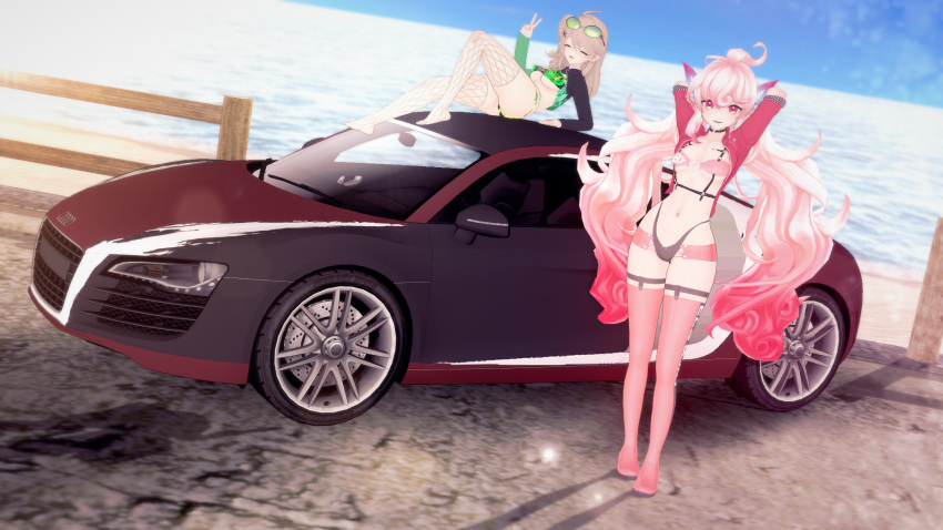 3d beach bikini car elsword koikatsu laby_(elsword) lithia_(elsword) race_queen self_upload sunglasses sunglasses_on_head vostrumdeus