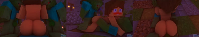 1boy 1femboy 3boys big_ass blowjob comic_panel double_penetration erection gangbang lewdnikko male_on_femboy male_on_male male_penetrated male_penetrating_male mine-imator minecraft moaning pleasure_face riding_penis zombie_(minecraft)