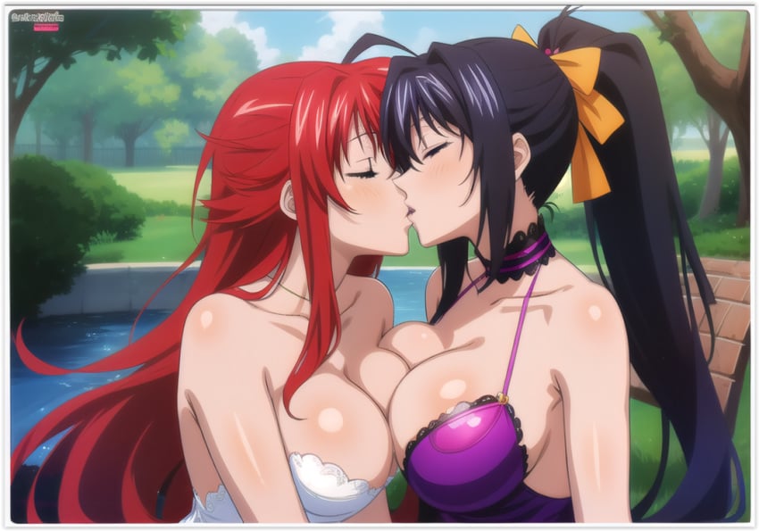 2females 2girls ai_generated akeno_himejima girl_on_girl high_school_dxd lesbian_couple lesbian_kiss lesbian_sex rias_gremory yuri yuri yuri