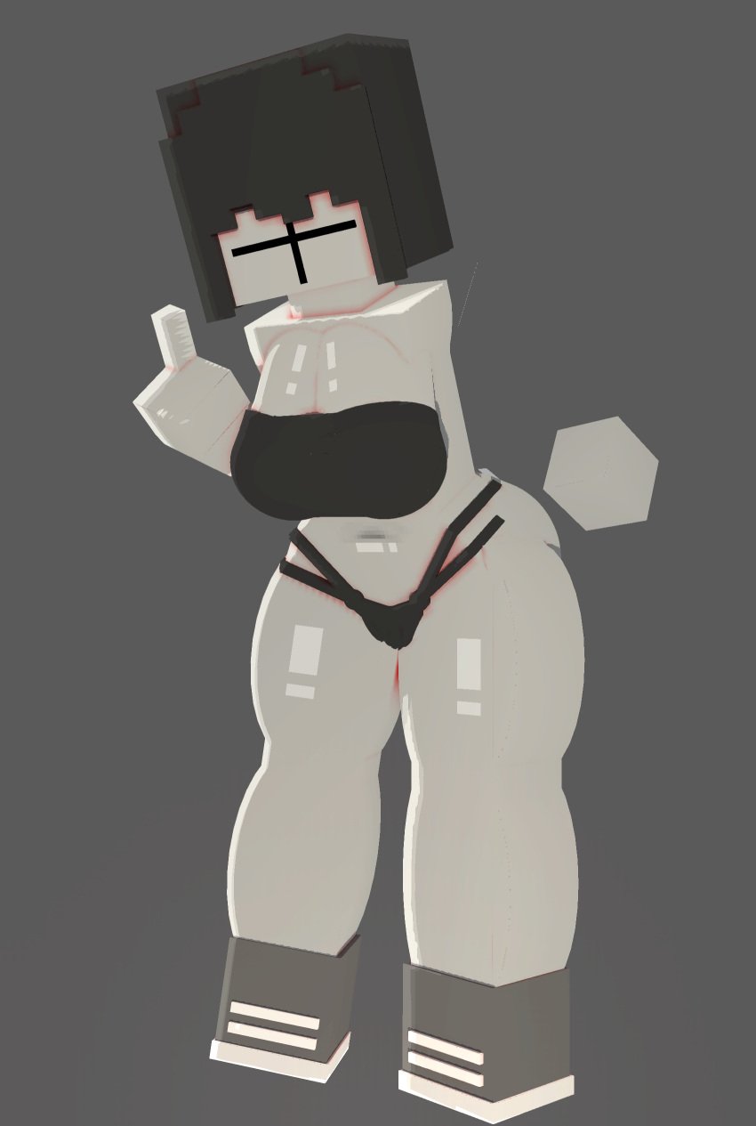 1girls 3d 3d_(artwork) big_breasts black_hair black_panties black_top blush breasts choker coresvoid curvy curvy_body curvy_female curvy_figure digital_media_(artwork) female gray_body gray_nipples grey_skin hi_res hidden_eyes horny horny_female madness_combat mine-imator minecraft oc original_character shadow short_hair solo thick_thighs thigh_highs thighs wide_hips