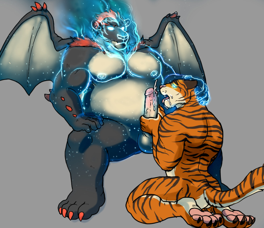 4_toes 5_fingers anthro anthro_only balls bara barazoku barefoot bear belly bottomless clawed_feet clawed_toes claws cum dragon ejaculation feet felid gay genitals humanoid_genitalia humanoid_penis hyenaface hypno_(disambiguation) male_only mammal musclegut muscles muscular muscular_male mythological_creature mythological_scalie mythology nude pantherine pawpads paws penis possession scalie tiger ursid ursine