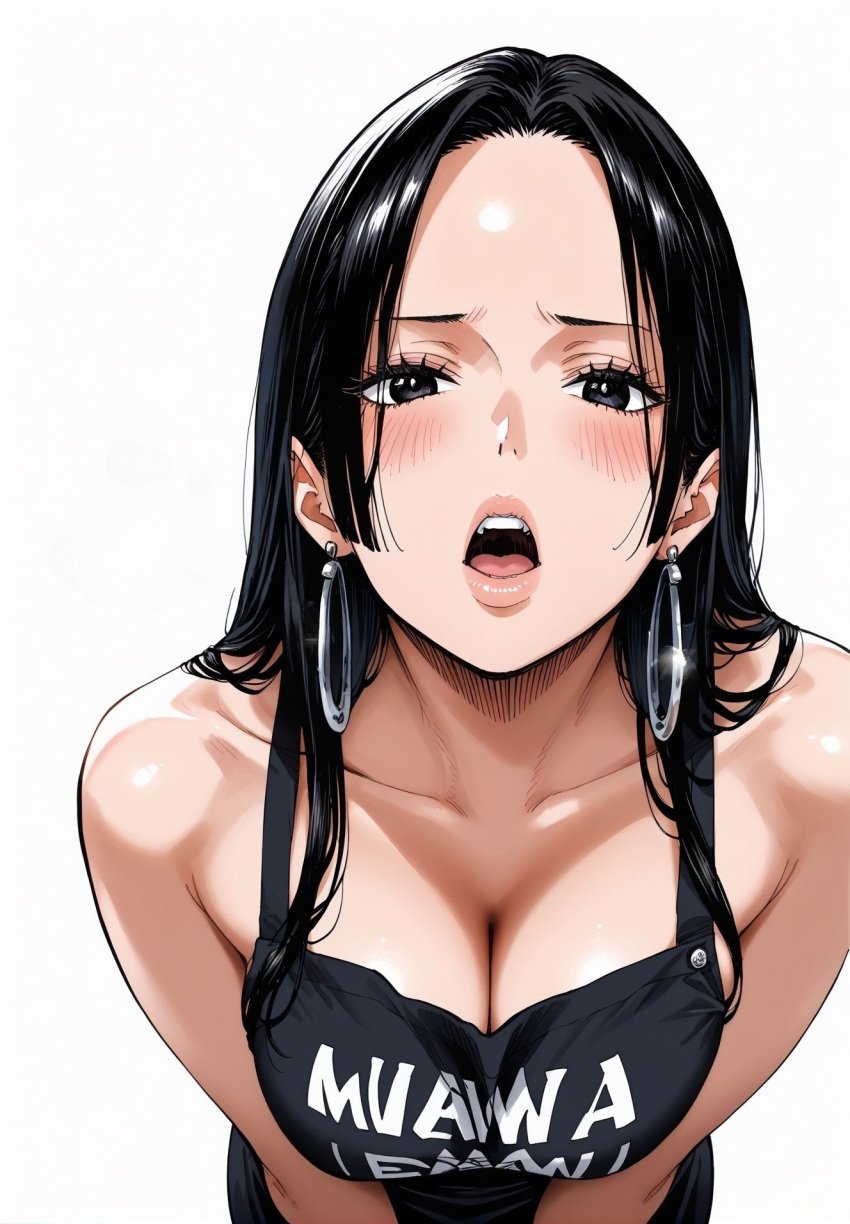 ai_generated alluring apron apron_only big_breasts black_eyes black_hair blush boa_hancock breasts earring earrings female female_only long_hair looking_at_viewer one_piece open_mouth seducing seduction seductive seductive_body seductive_eyes seductive_gaze seductive_look seductive_mouth seductive_pose shiny_hair shiny_skin voluptuous voluptuous_female yashin