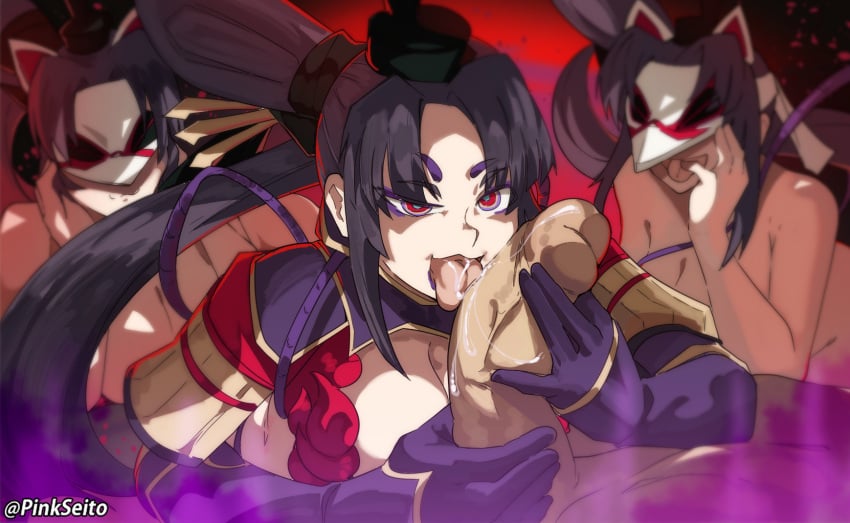 1boy 2024 3girls big_breasts big_cock big_dick big_penis black_hair clothed clothed_female clothing cock dick drool drool_on_penis eyeshadow fate/grand_order fate_(series) female gloves hand_on_face hand_on_penis hands_on_penis licking licking_penis light-skinned_female light-skinned_male light_skin light_skinned_female light_skinned_male lipstick long_gloves long_hair long_ponytail male mask masked masked_female multicolored_eyes multiple_girls nude nude_female nude_male penis pinkseito ponytail purple_eyeshadow purple_gloves purple_lips purple_lipstick side_ponytail taira_no_kagekiyo_(fate) tongue tongue_out white_mask