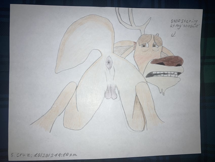 absurd_res all_fours anonymoose420 anthro anus balls deer elliot_(open_season) genitals hi_res male mammal mule_deer new_world_deer open_season solo