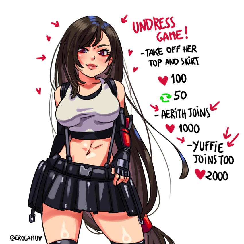 2d athletic athletic_female big_breasts black_hair breasts busty erogamu female female_focus female_only final_fantasy final_fantasy_vii hourglass_figure long_hair red_eyes strip_game tagme tifa_lockhart wide_hips