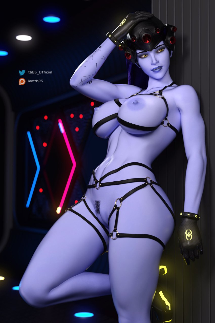 3d blizzard_entertainment blue_body blue_skin busty female female_focus female_only hourglass_figure overwatch purple_body purple_skin tagme tb25 wide_hips widowmaker