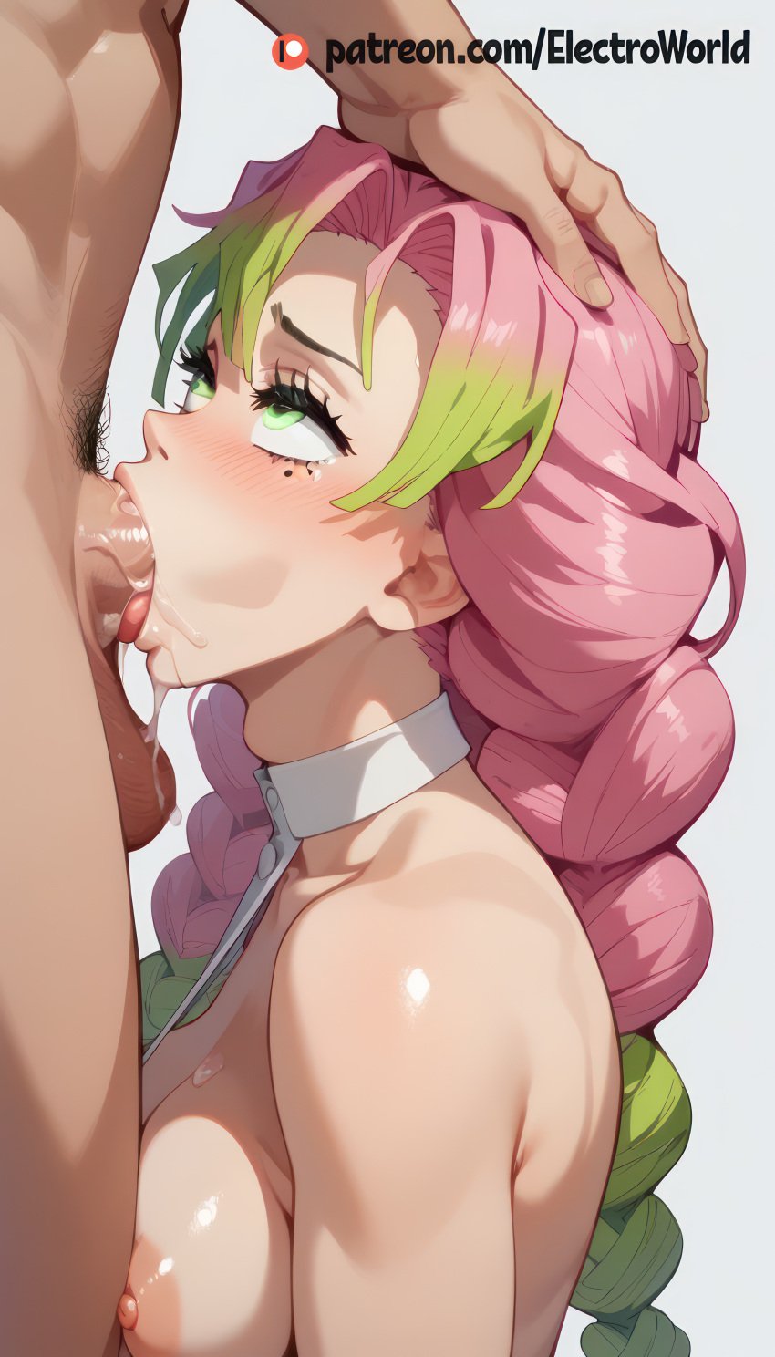 1boy 1girls ai_generated blowjob blush breasts cock deepthroat deepthroat_holder demon_slayer dick dominant_pov drooling electroworld eye_contact fellatio female female_focus gag gagged hands_on_head head_grab innocent japanese kanroji_mitsuri kimetsu_no_yaiba male male/female nipples nude nude_female oral oral_penetration oral_sex penis petite saliva