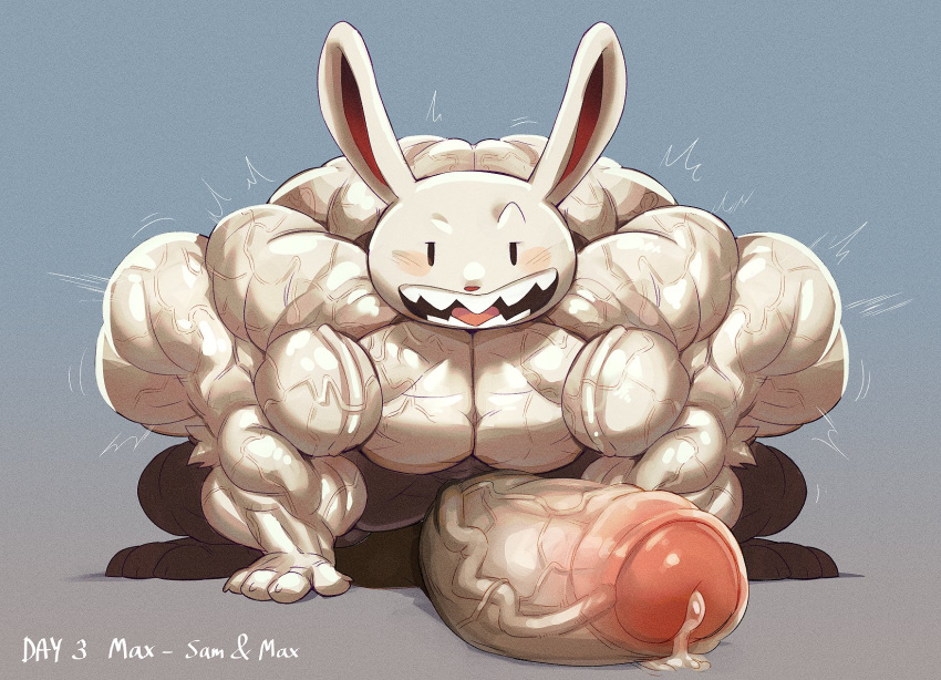 bodybuilder crimsonrabbit furry hyper hyper_cock hyper_genitalia hyper_penis male male_only max_(sam_and_max) muscles muscular muscular_arms muscular_male penis sam_and_max shortstack