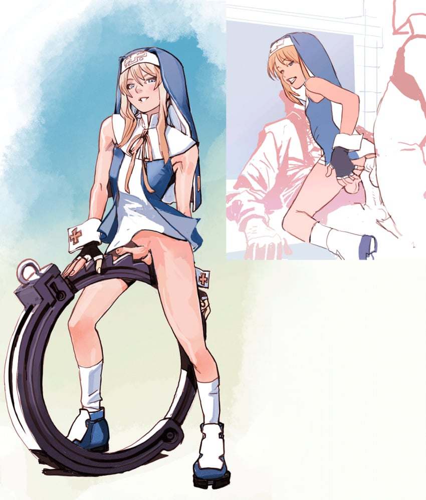 2d 3boys anal anal_sex androgynous animated blonde_hair blue_eyes bottomless bridget canon_crossdressing crossdressing cuffs double_anal erection femboy feminine_male fingerless_gloves gay girly gloves guilty_gear habit hi_res jjfrenchie male male_only manfra multiple_boys no_panties nun nun's_habit penis yaoi