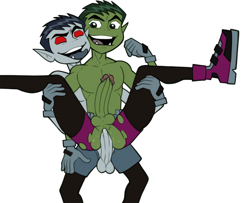 beast_boy beast_boy_(teen_titans) cum cumming dc dc_comics gay gay_domination gay_sex iyumiblue male male_only nsfw penis precum teen_titans transparent_background white_outline yaoi