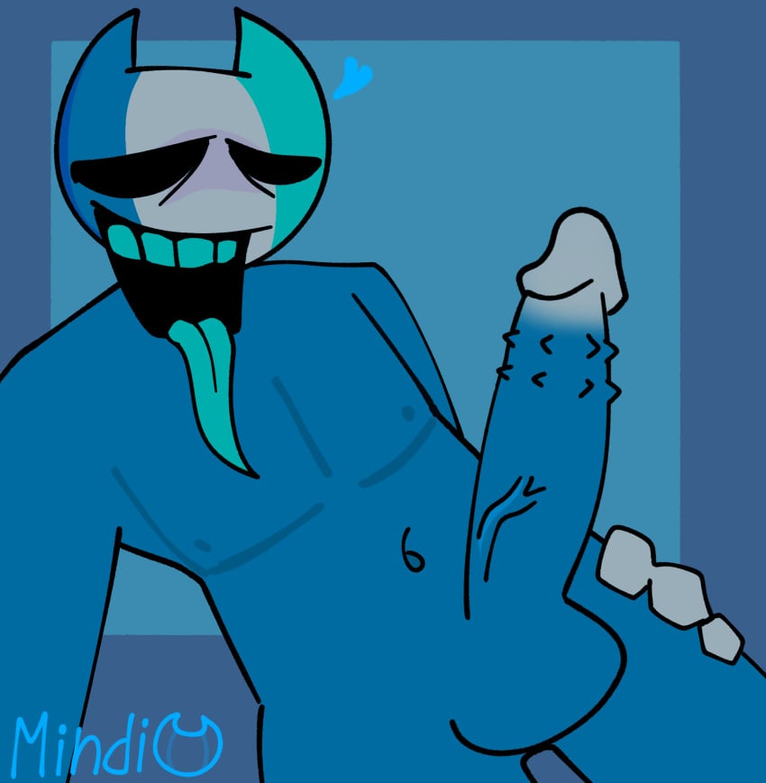 big_penis black_eyes blue_skin dark_blue_skin dark_eyes long_tongue male male_only mindi_134 mindi_majin_(mindi_134) non-human non-human_only penis toony