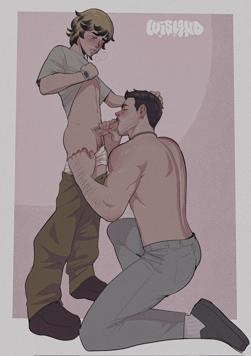 2boys age_difference bara blowjob blush daddy daddy_and_twink daddy_kink dilf fellatio gay gay_blowjob gay_sex kneeling luisl4nd male male/male male_only mature_male muscular muscular_male older_man_and_younger_boy oral oral_penetration oral_sex panties panties_down pleasure_face size_difference sucking sucking_penis twink yaoi