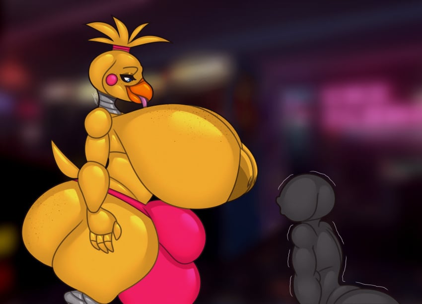 ambiguous_gender animatronic anthro areola ass avian beak big_breasts big_bulge big_butt bird blep blue_eyes blush blush_stickers breasts brown_areola brown_nipples bulge chicken clothed clothing derius duo five_nights_at_freddy&#039;s five_nights_at_freddy&#039;s_2 ftg_crossgender fti_crossgender galliform gallus_(genus) grey_body gynomorph hi_res huge_breasts huge_bulge huge_butt human intersex machine mammal nipples non-mammal_breasts phasianid robot scottgames thick_thighs thong tongue tongue_out topless toy_chica_(fnaf) underwear yellow_body