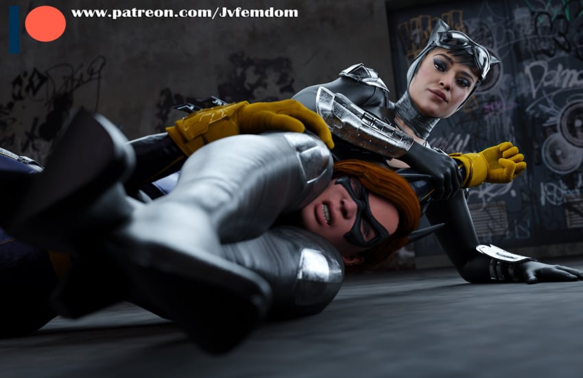 2girls 3d 3d_(artwork) absurd_res arrogant barbara_gordon batgirl batgirl_(gotham_knights) batman_(series) beaten between_legs between_thighs blender brown_hair catfight catwoman catwoman_(injustice) choking crush crushing dc dc_comics defeated dominant dominant_female domination dominatrix female female/female female_domination female_on_female female_only femdom fight fingerless_gloves girl_on_girl girls girls_only headscissor headscissors helpless highres humiliated humiliating humiliation injustice_2 jpeg jvfemdom leg_lock leglock legs looking_pleasured mask masked masked_female multiple_girls only_female pinned pinned_down pose red_hair round_ass round_butt sadism sadistic sadistic_girl scissorhold selina_kyle short_hair sitting sitting_on_another sitting_on_face sitting_on_person smile smirk smug smug_face smug_grin submission submission_hold submissive thick_ass thick_thighs thigh_boots thighs utter_domination voluptuous voluptuous_female wrestling yellow_boots yuri