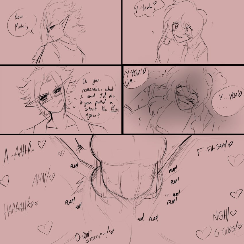 1boy 1girls 5koma close-up colored_sclera comic couple demon demon_boy demon_on_human dialogue dialogue_bubble dragon_ball dragon_ball_heroes dragon_ball_xenoverse fast_thrusts female fu_(dragon_ball) human interspecies licking_lips low_twintails maki_asabi_(peridoxikal) male oc_x_canon original_character penis plap plap_(sound) pounding_pussy punishment_sex rough_sex sfx sketch speed_lines spiky_hair straight super_dragon_ball_heroes testicles tiddydoxikal vaginal_penetration