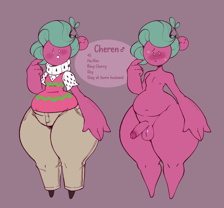 cheren_(dozighost) cherubi dilf dozighost femboy femboy_dilf feminine_body feminine_male househusband wide_hips