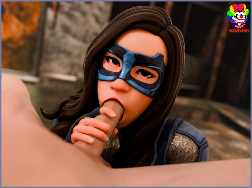 1boy 1girls 3d blowjob brown_hair dc dc_comics dreamer_(supergirl) epic_games fellatio female fortnite fortnite:_battle_royale hetero lipstick male male/female nia_nal red_lipstick slymyguy straight x_redeyes