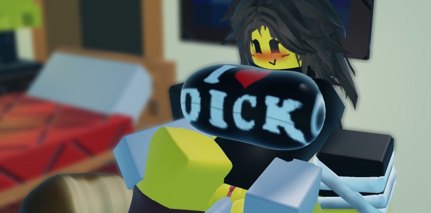 1girls 3d 3d_(artwork) black_shirt blush brown_hair chicken female genderswap_(mtf) grey_skin large_breasts penetration roblox roblox_game robloxian rule_63 self_upload sex telamon_battler_(the_battle_bricks) the_battle_bricks tumore wompwompsad yellow_body yellow_skin