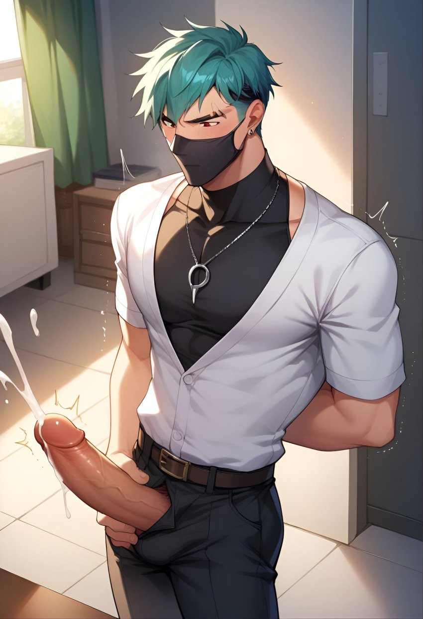 ai_generated aphelios big_penis clothed clothing cum cumming gay heartsteel_aphelios heartsteel_series league_of_legends male male_focus male_only mask masked masked_male masturbating masturbation penis penis_out solo solo_focus solo_male veiny_penis yaoi