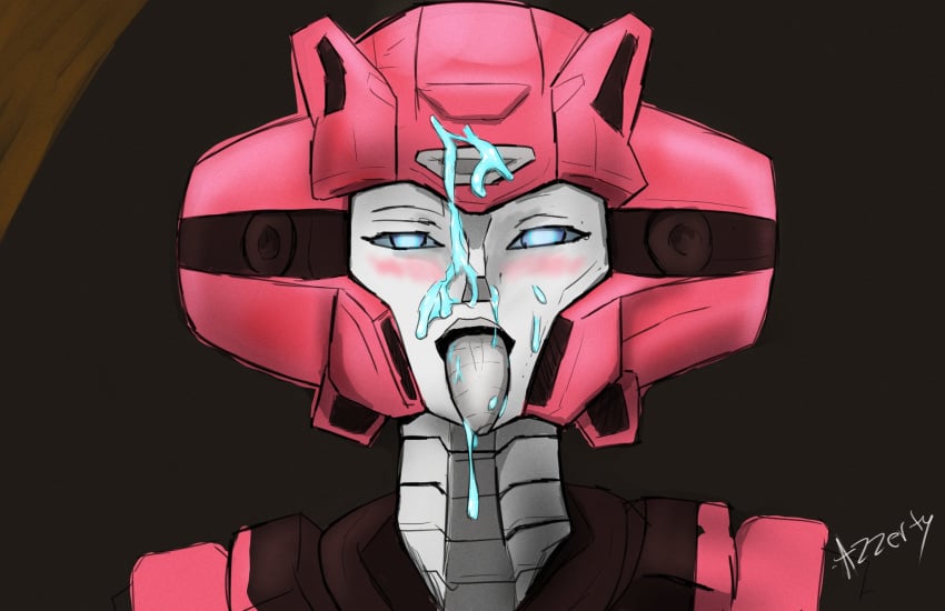 1girls azzertyimages blue_eyes elita_one female female_only grey_skin liquid robot robot_girl robot_humanoid solo solo_female tongue tongue_out transformers