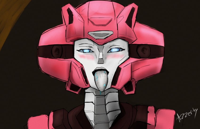 1girls azzertyimages blue_eyes elita_one female female_only grey_skin robot robot_girl robot_humanoid solo solo_female tongue tongue_out transformers transformers_one