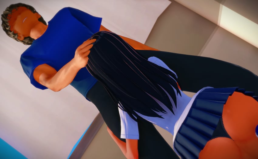 1boy 1girls 3d 3d_(artwork) 3d_artwork 3d_render 3dcg ass black_hair blowjob cheating female hayase_nagatoro human long_hair male netorare please_don&#039;t_bully_me,_nagatoro pussy