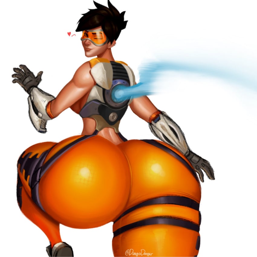 2023 almost_naked almost_nude ass_bigger_than_breasts ass_bigger_than_head ass_bigger_than_torso ass_focus butt_bigger_than_head butt_focus dango_danger dangodanger gigantic_ass gigantic_thighs heart huge_ass huge_thighs hyper_ass massive_ass massive_butt massive_thighs one_eye_closed overwatch short_hair small_breasts tight_pants tracer wink winking_at_viewer