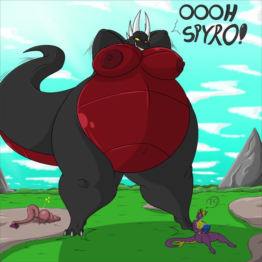 1:1 activision anthro ass belly big_belly big_breasts big_butt breasts claws corrupt_cynder cynder dragon ember_(spyro) female group hi_res huge_belly hyper hyper_belly male mythological_creature mythological_scalie mythology nipples overweight overweight_female scalie shinysteel spyro spyro_the_dragon tail toe_claws